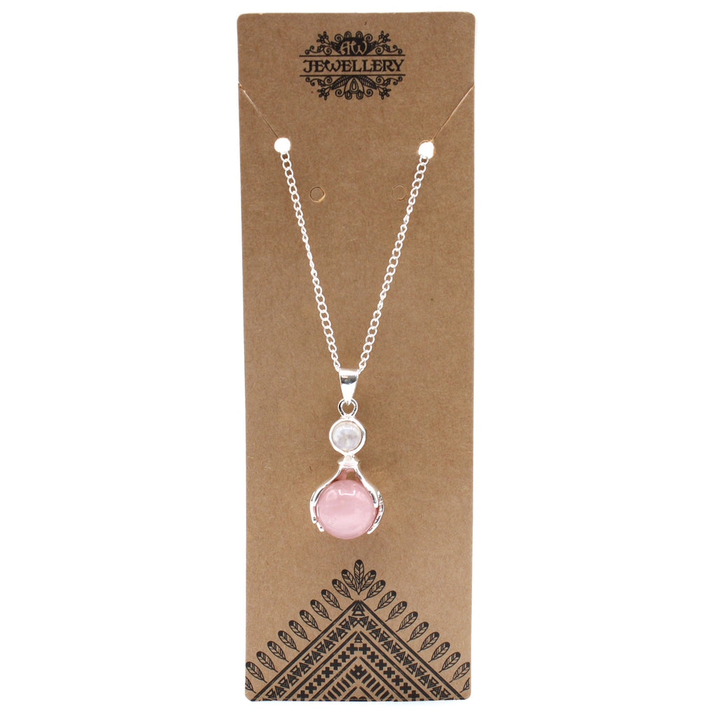 Gemstone Healing Hands Pendant - Rose Quartz From Witch, Please!