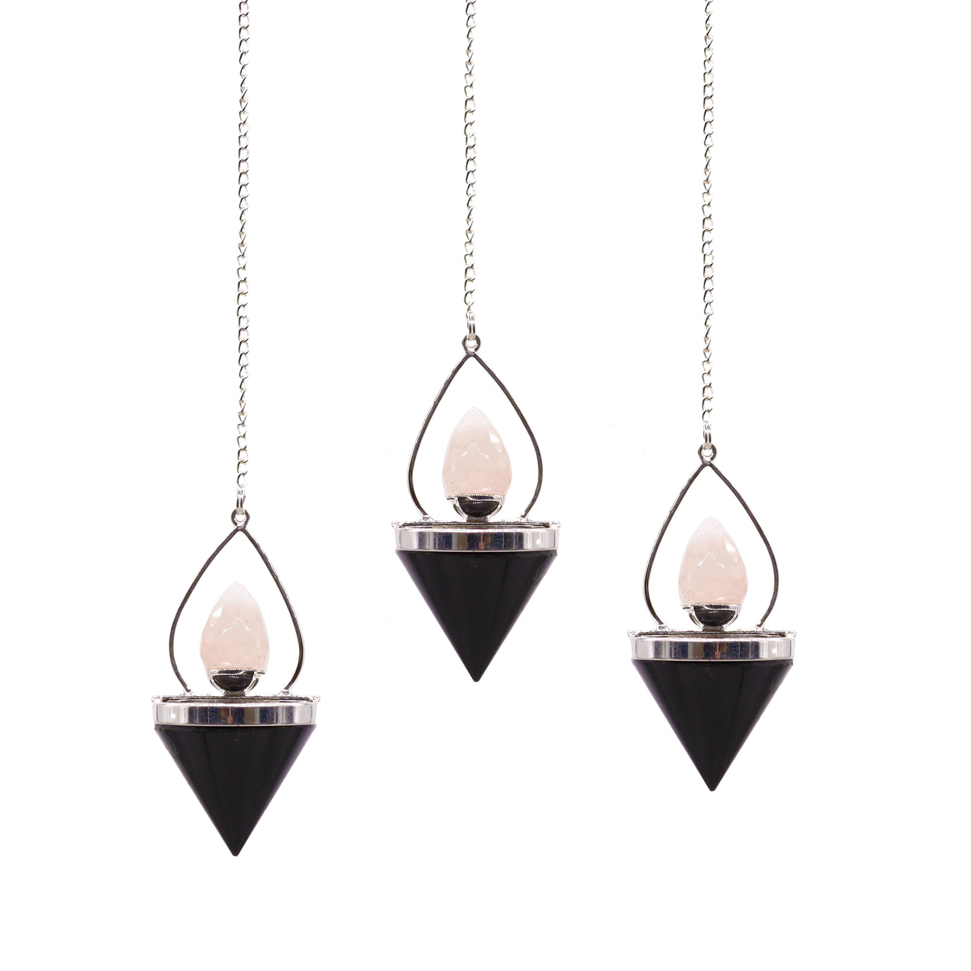Gemstone Lantern of Life Pendulum - Black Agate & Rose Quartz From Witch, Please!