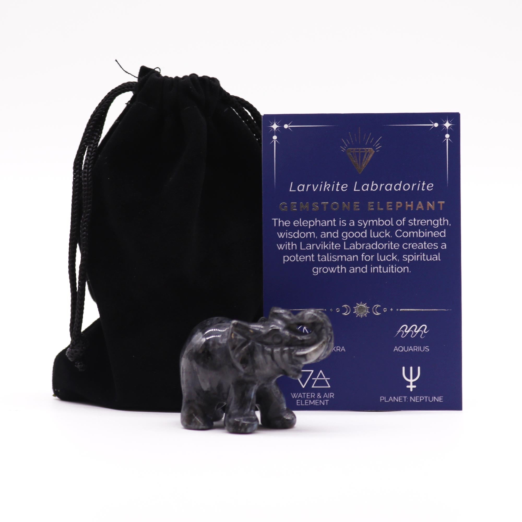 Gemstone Lucky Elephant - Larvikite Labradorite From Witch, Please!