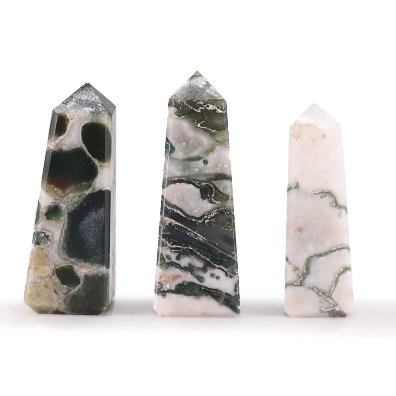 Gemstone Obelisk Point approx 5cm - Moss Agate Points