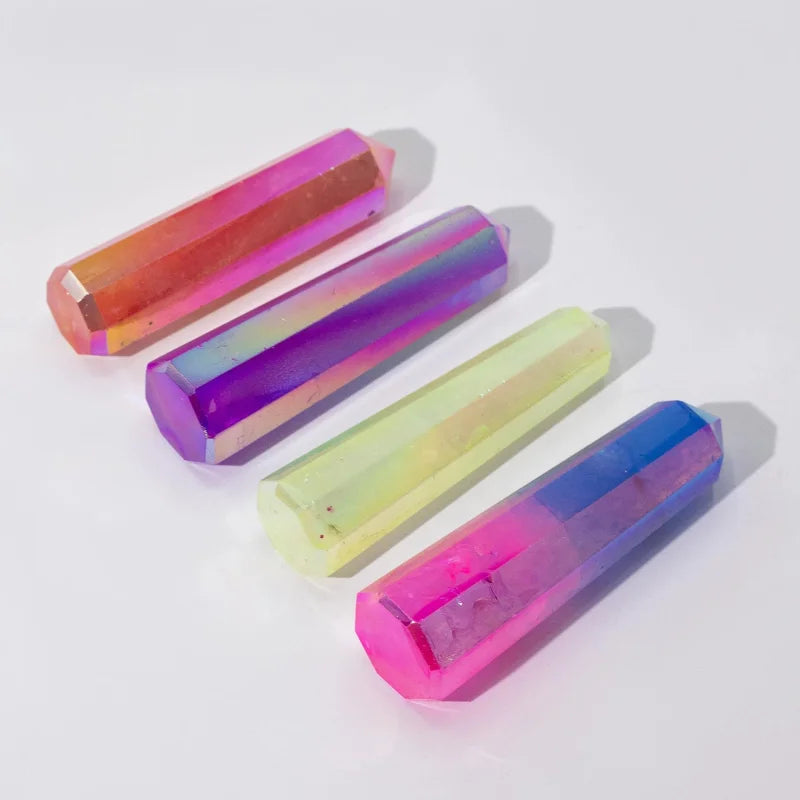 Gemstone Obelisk Point approx 9cm - Aurura Crystal Quartz - Pale Green Points