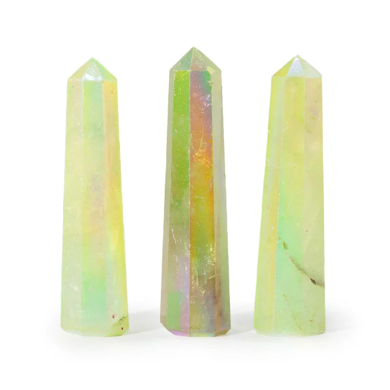 Gemstone Obelisk Point approx 9cm - Aurura Crystal Quartz - Pale Green Points