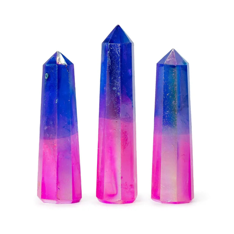 Gemstone Obelisk Point approx 9cm - Aurura Crystal Quartz - Pink & Blue Points