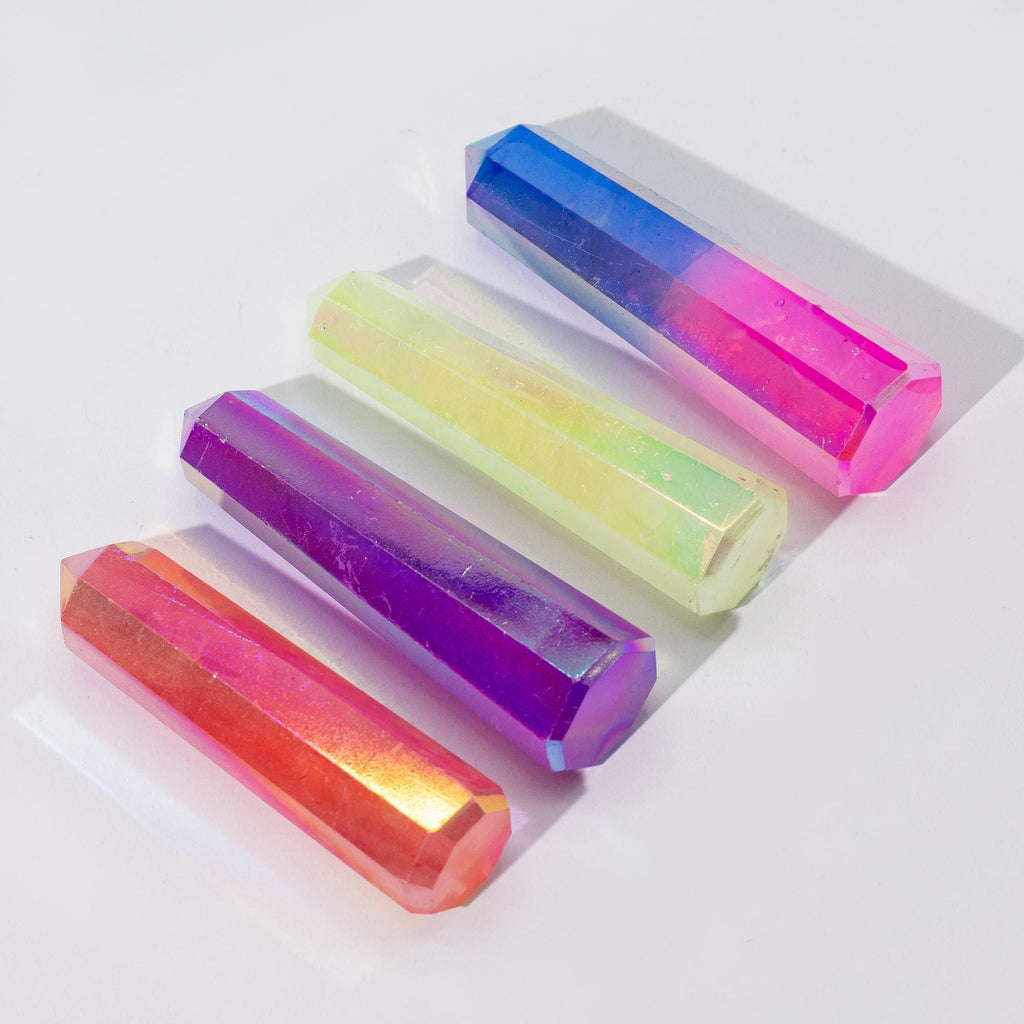 Gemstone Obelisk Point approx 9cm - Aurura Crystal Quartz - Purple Points