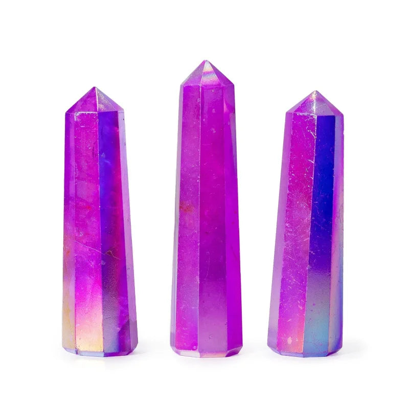 Gemstone Obelisk Point approx 9cm - Aurura Crystal Quartz - Purple Points