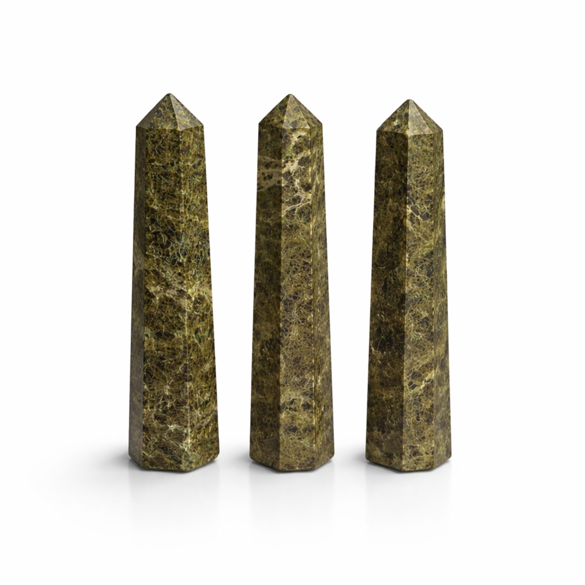 Gemstone Six Face Obelisk Point approx 11cm - Epidote Points