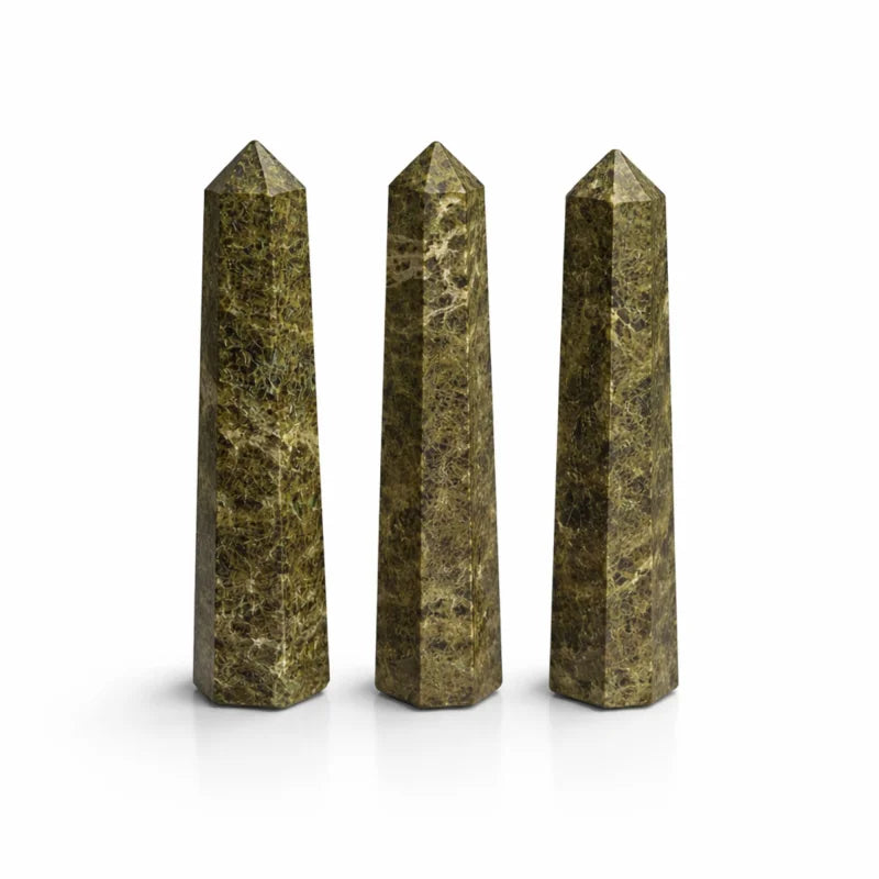 Gemstone Six Face Obelisk Point approx 11cm - Epidote Points