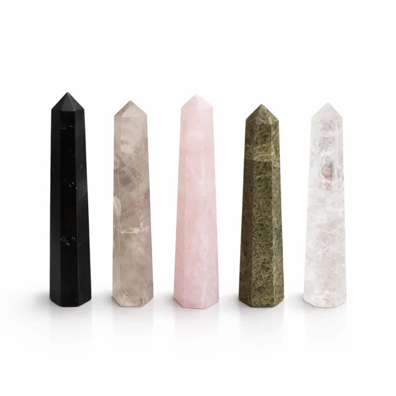 Gemstone Six Face Obelisk Point approx 11cm - Rose Quartz Points