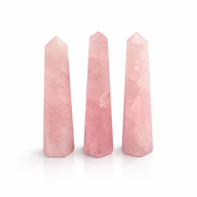 Gemstone Six Face Obelisk Point approx 11cm - Rose Quartz Points