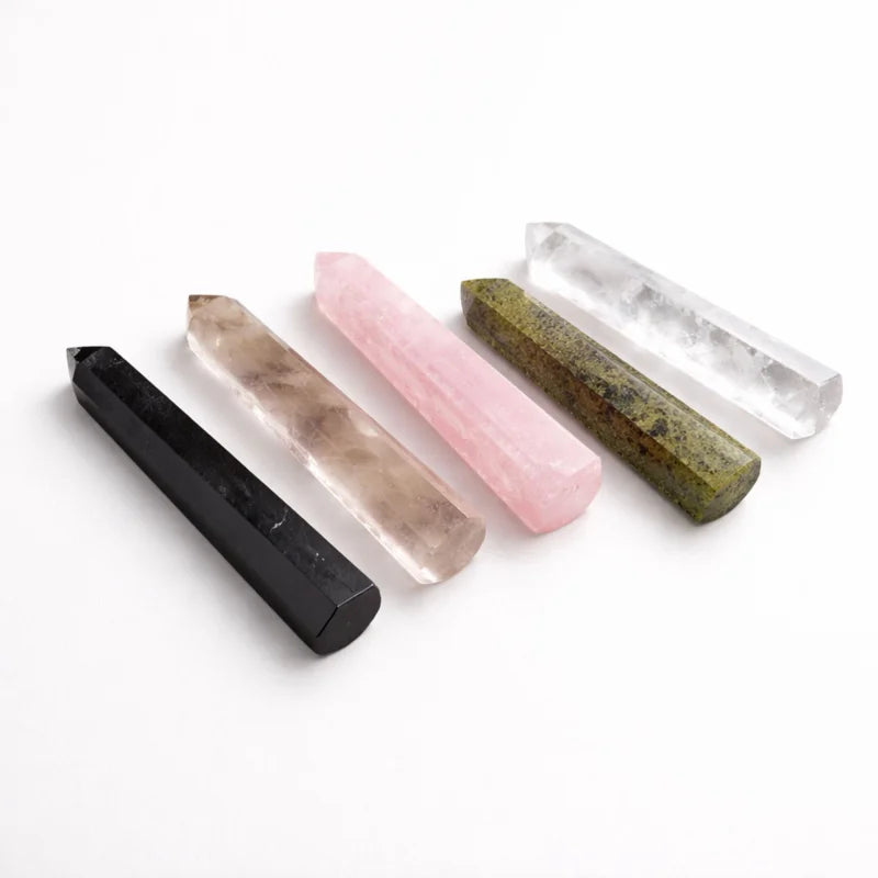 Gemstone Six Face Obelisk Point approx 11cm - Rose Quartz Points
