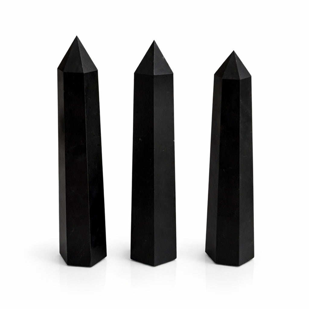 Gemstone Six Face Obelisk Point approx 17cm - Black Tourmaline Points