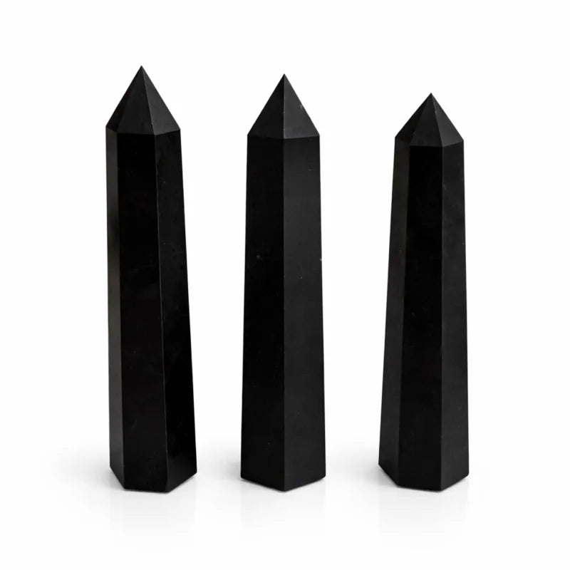 Gemstone Six Face Obelisk Point approx 17cm - Black Tourmaline Points