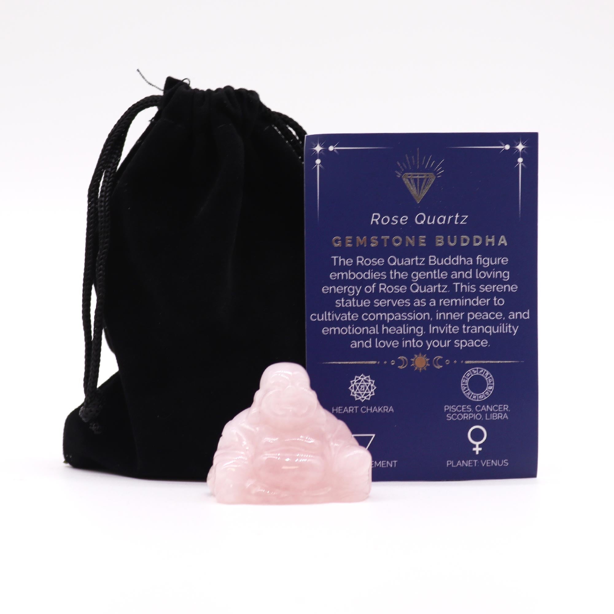 Gemstone Small Buddha- Rose Quartz From Witch, Please!