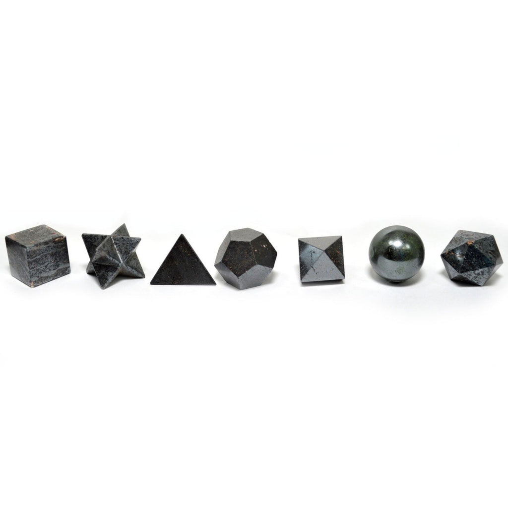 Geometric Seven Piece Black Agate Set Esoteric Pouch Sets
