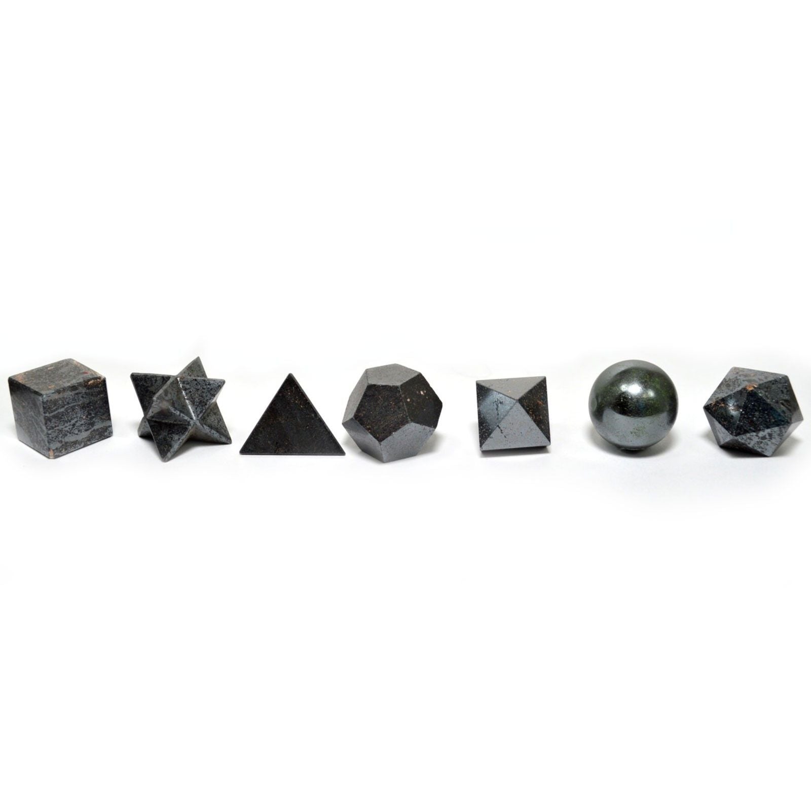Geometric Seven Piece Black Agate Set Esoteric Pouch Sets