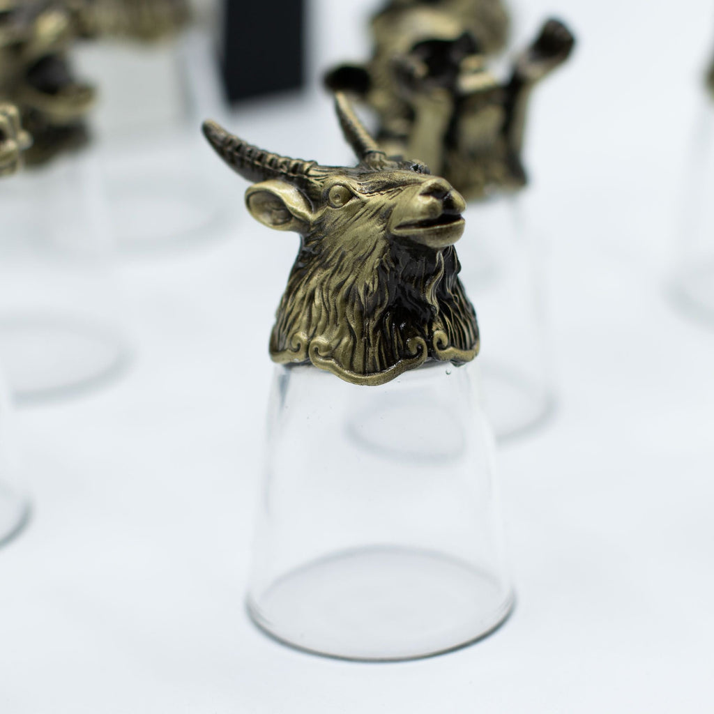 Gift Set of 12 Bottom Up Shot Glasses (25ml) - Chinese Zodiac Animals - Antique Bronze Mystical Creatures