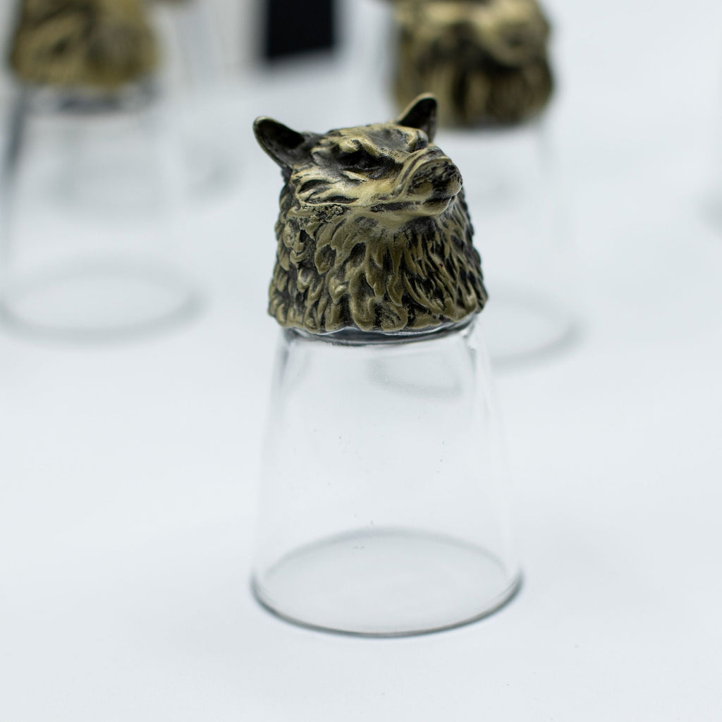 Gift Set of 12 Bottom Up Shot Glasses (25ml) - Forest Creatures - Antique Bronze Mystical