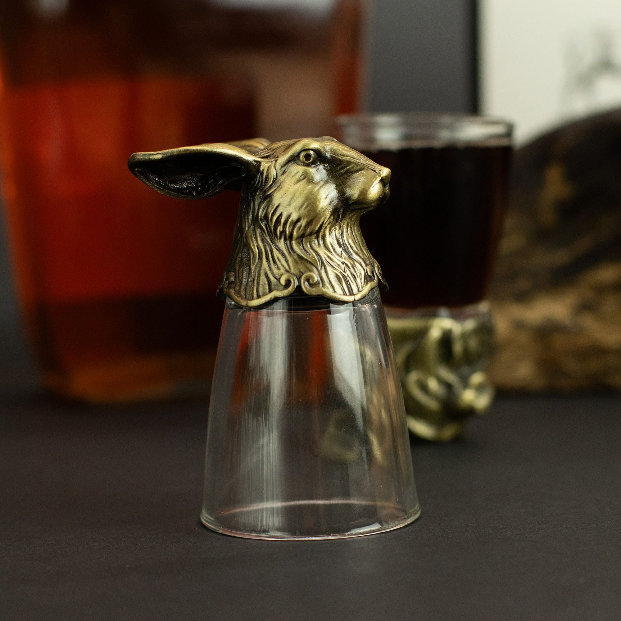 Gift Set of 12 Bottom Up Shot Glasses (25ml) - Forest Creatures - Antique Bronze Mystical