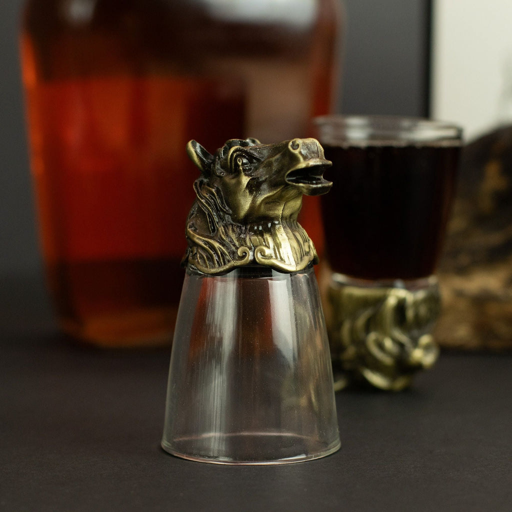 Gift Set of 12 Bottom Up Shot Glasses (25ml) - Forest Creatures - Antique Bronze Mystical