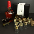 Gift Set of 12 Bottom Up Shot Glasses (25ml) - Forest Creatures - Antique Bronze Mystical
