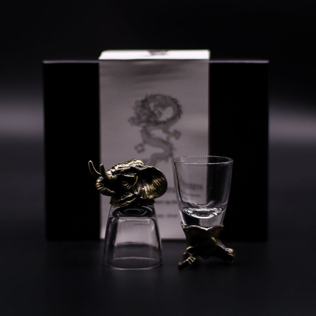 Gift Set of 6 Shot Glasses (50ml) - Wild Forest Creatures - Antique Bronze Mystical