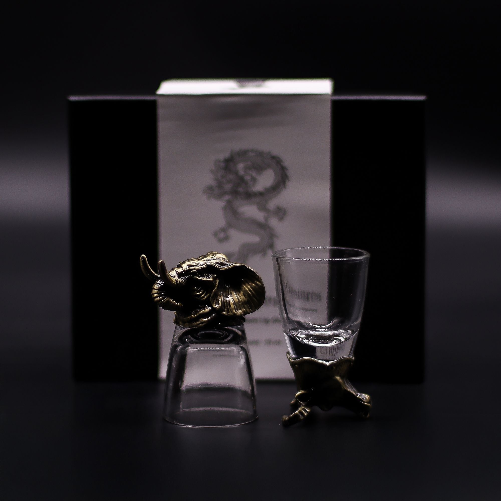 Gift Set of 6 Shot Glasses (50ml) - Wild Forest Creatures - Antique Bronze Mystical