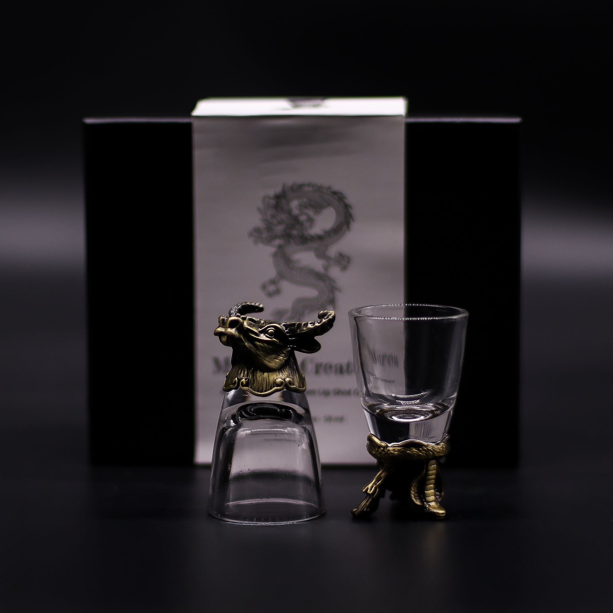 Gift Set of 6 Shot Glasses (50ml) - Wild Forest Creatures - Antique Bronze Mystical