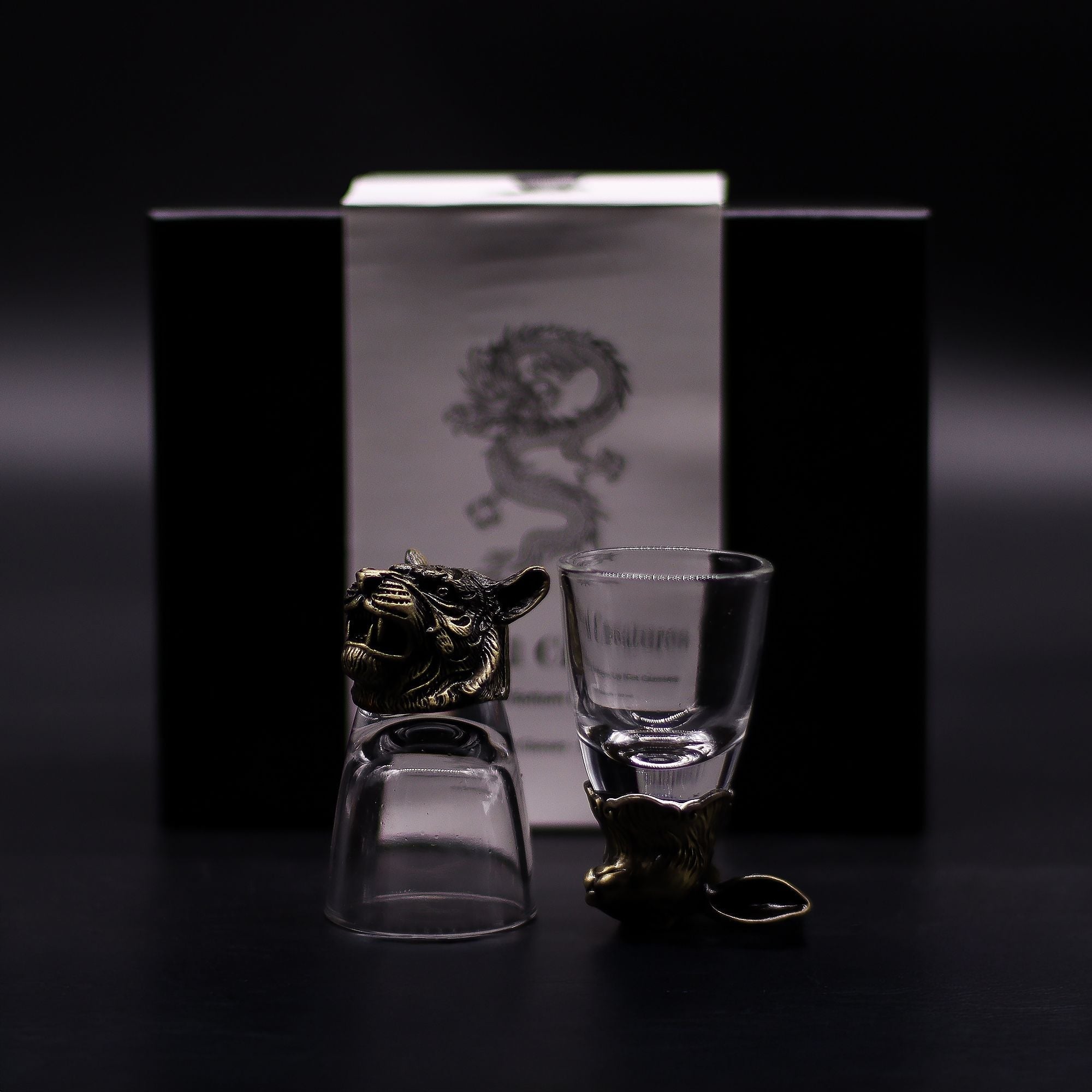 Gift Set of 6 Shot Glasses (50ml) - Wild Forest Creatures - Antique Bronze Mystical