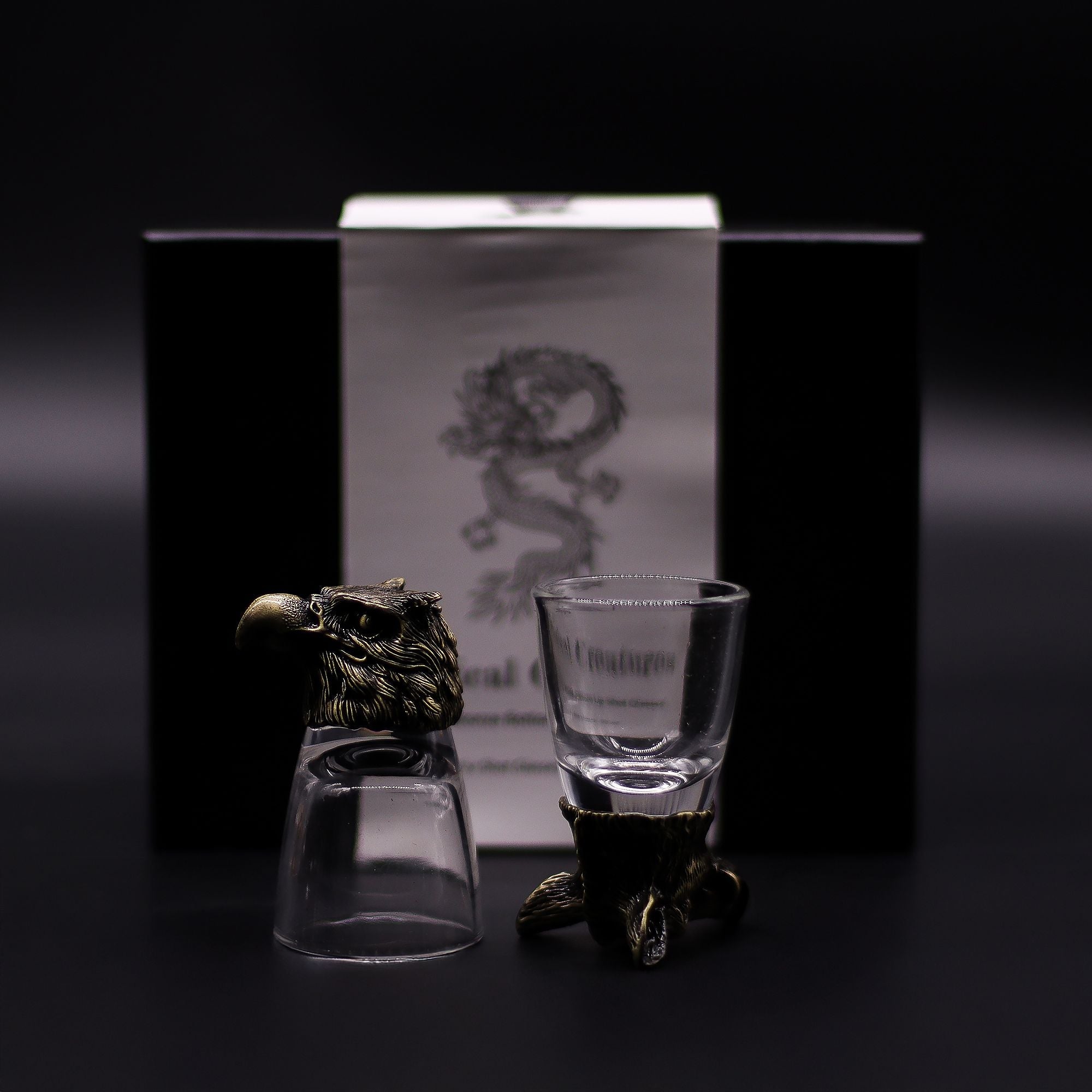 Gift Set of 6 Shot Glasses (50ml) - Wild Forest Creatures - Antique Bronze Mystical