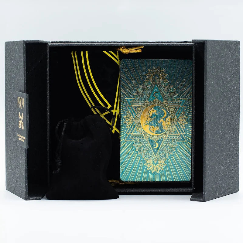 Gold & Turquoise Foil Tarot Card - Luxury Gift Set Cards Reading Cloths