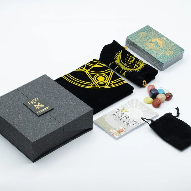 Gold & Turquoise Foil Tarot Card - Luxury Gift Set Cards Reading Cloths