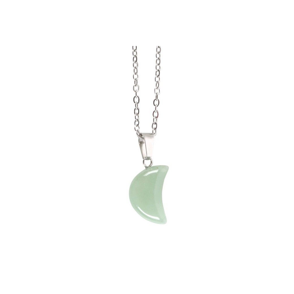 Green Aventurine Crystal Moon Necklace on Greeting Card From Witch, Please!