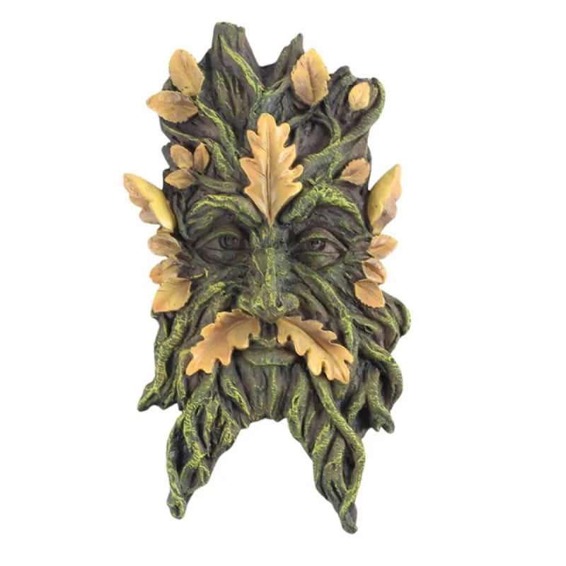 Green Man Yellow Oak Leaf Wall Plaque