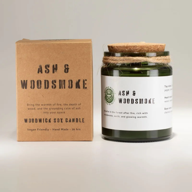 Greenman Woodwick Soy Candle - Ash & Woodsmoke Rituals Candles
