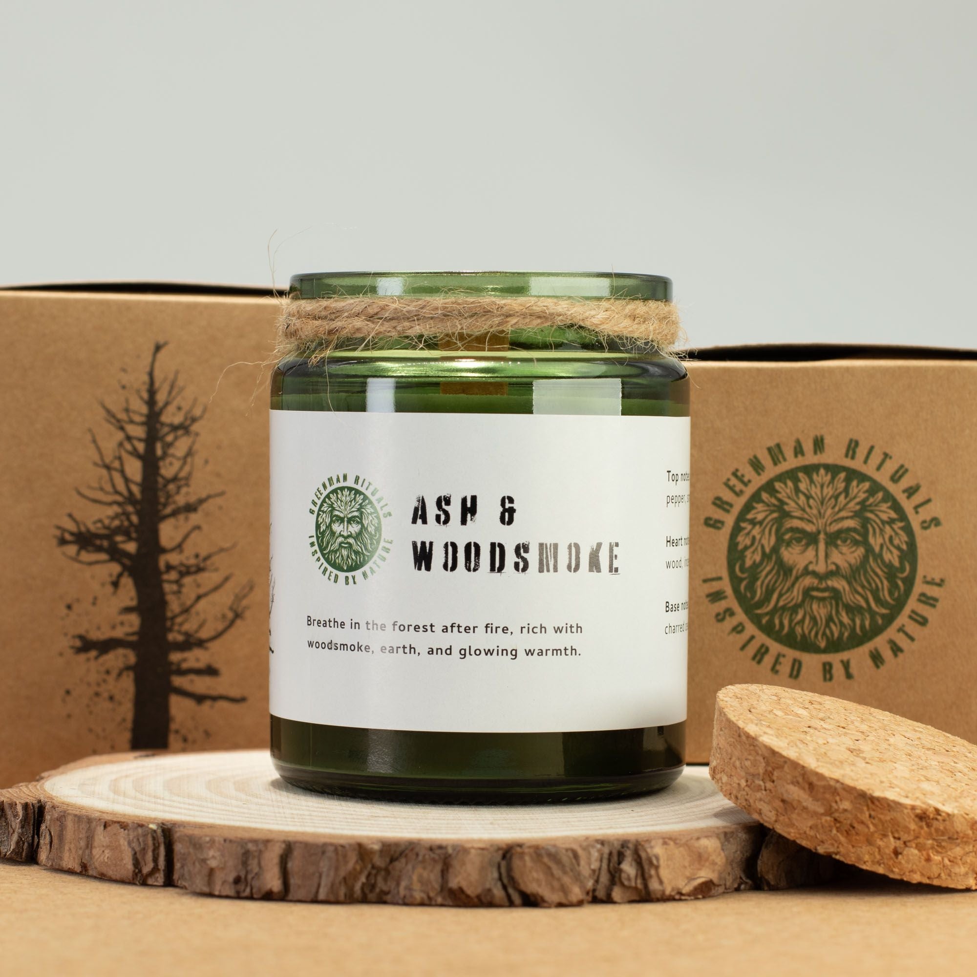 Greenman Woodwick Soy Candle - Ash & Woodsmoke Rituals Candles