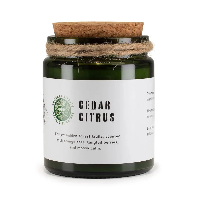 Greenman Woodwick Soy Candle - Cedar Citrus Rituals Candles
