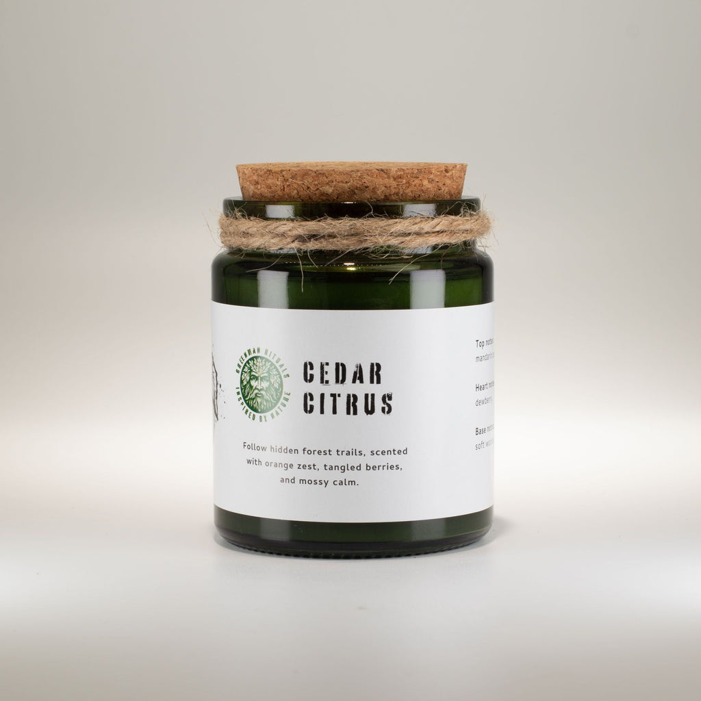 Greenman Woodwick Soy Candle - Cedar Citrus Rituals Candles