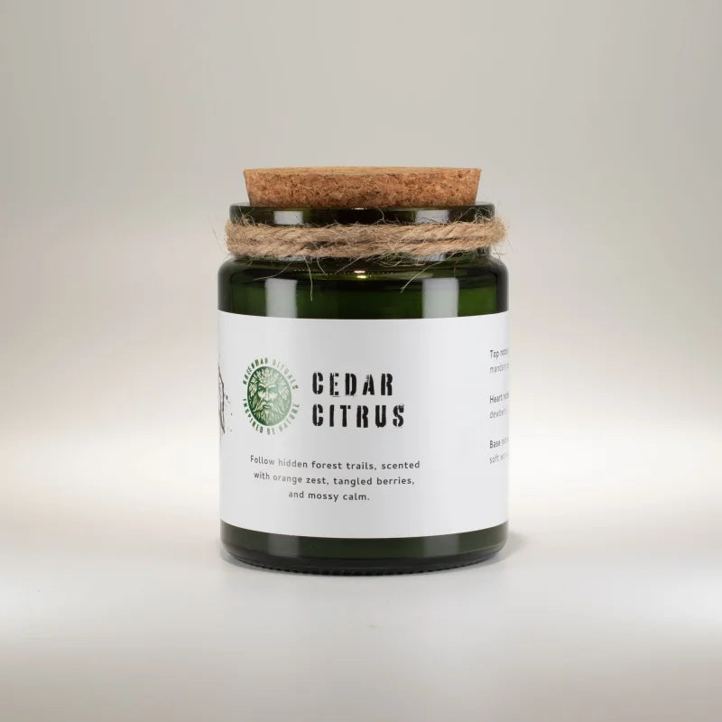Greenman Woodwick Soy Candle - Cedar Citrus Rituals Candles