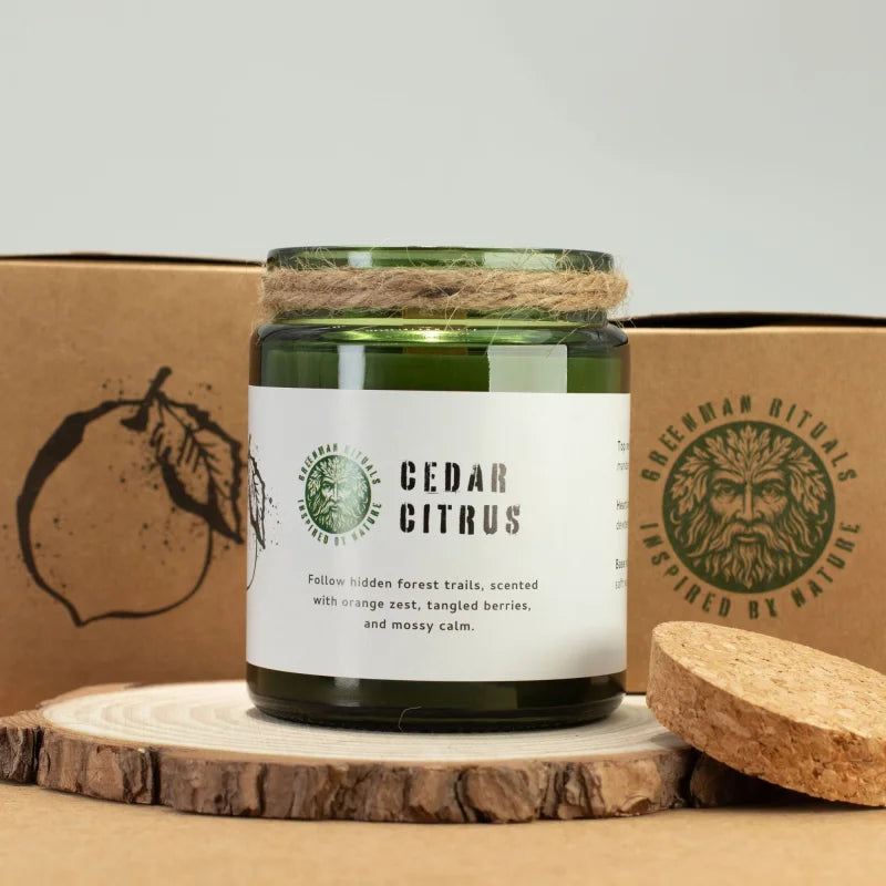 Greenman Woodwick Soy Candle - Cedar Citrus Rituals Candles