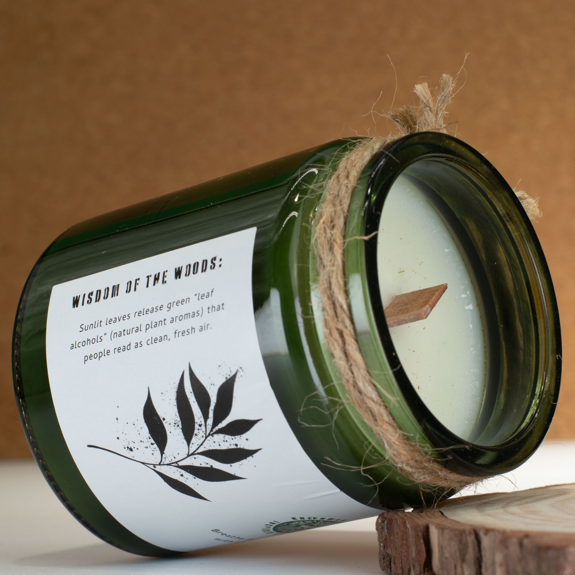 Greenman Woodwick Soy Candle - Leaves & Linen Rituals Candles