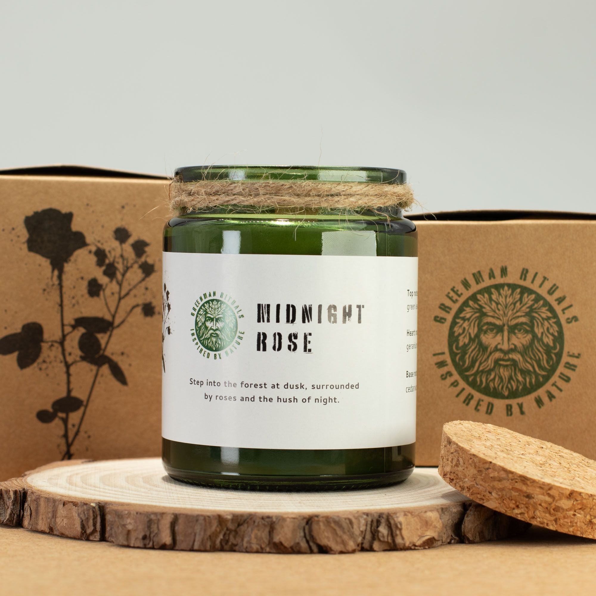 Greenman Woodwick Soy Candle - Midnight Rose Rituals Candles