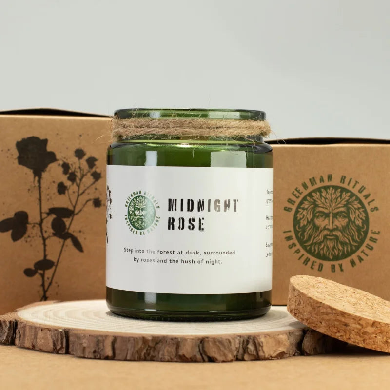 Greenman Woodwick Soy Candle - Midnight Rose Rituals Candles