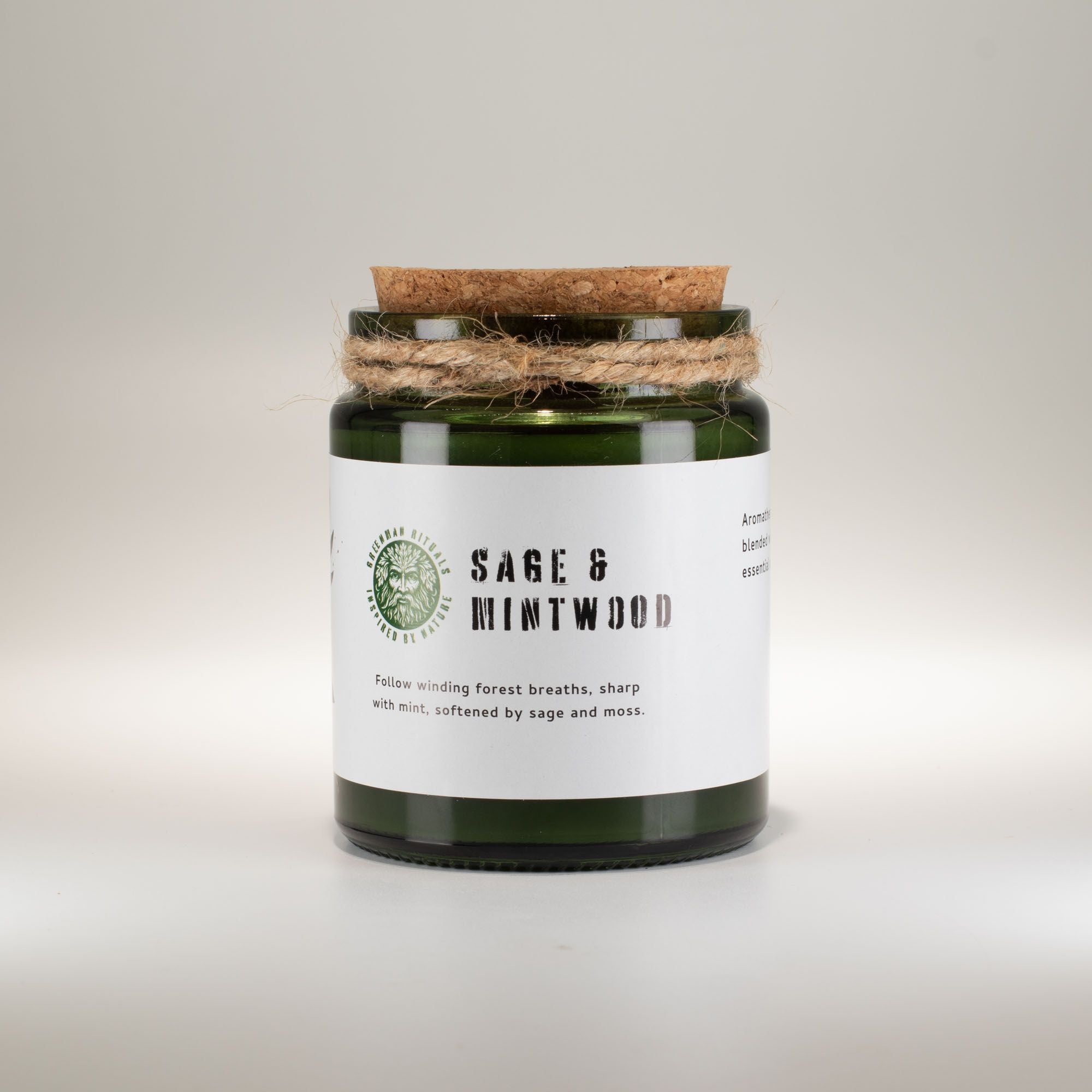 Greenman Woodwick Soy Candle - Sage & Mintwood Rituals Candles