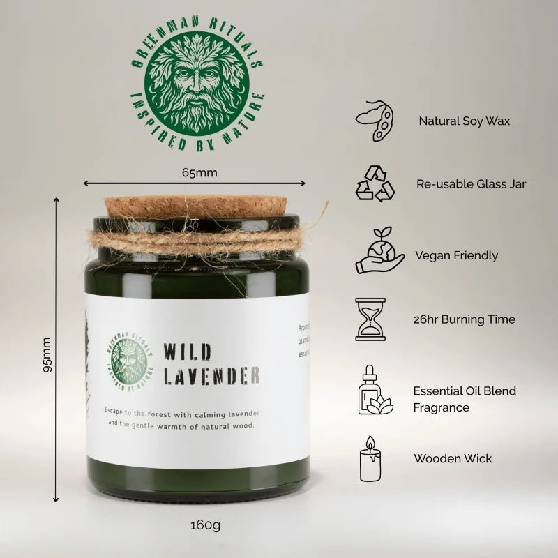 Greenman Woodwick Soy Candle - Wild Lavender Rituals Candles