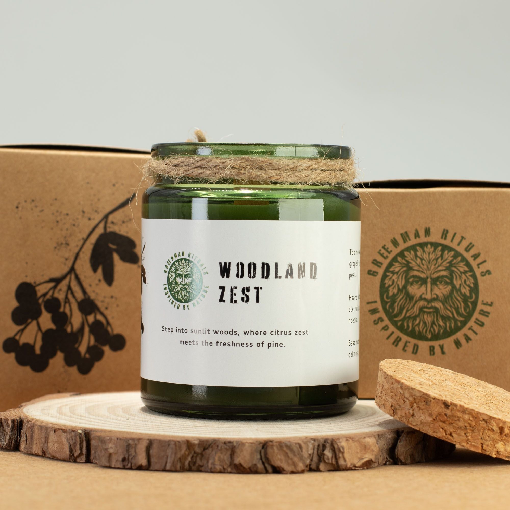 Greenman Woodwick Soy Candle - Woodland Zest Rituals Candles