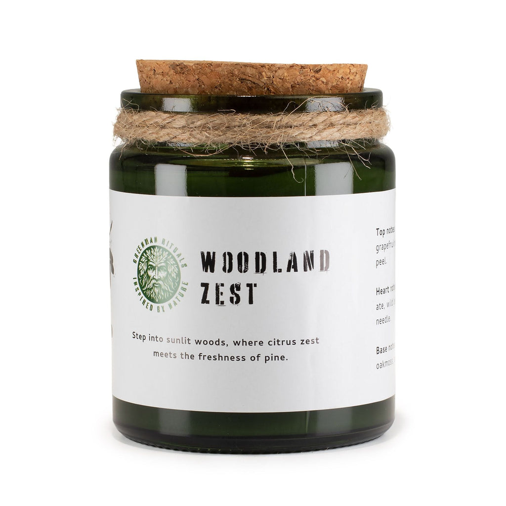 Greenman Woodwick Soy Candle - Woodland Zest Rituals Candles