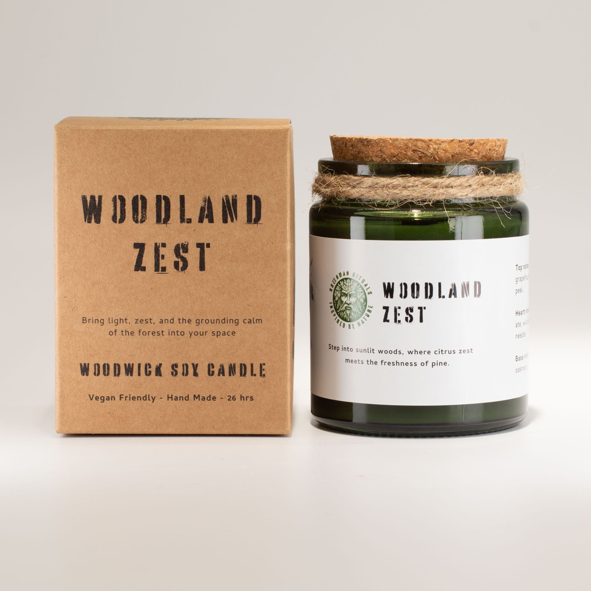 Greenman Woodwick Soy Candle - Woodland Zest Rituals Candles