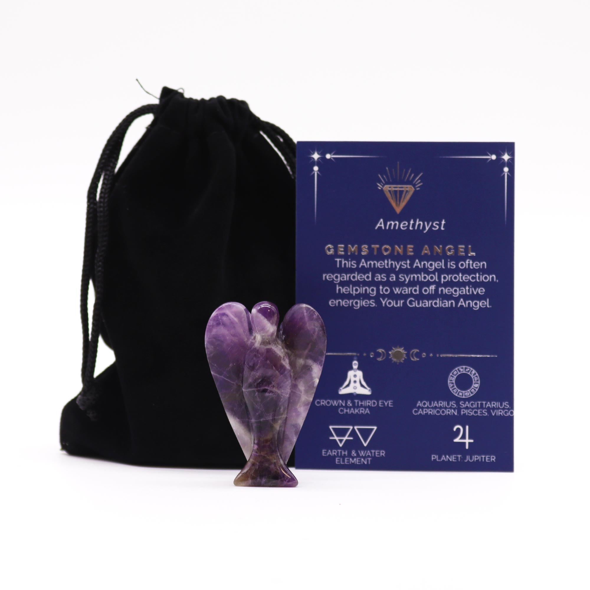 Hand Carved Gemstone Angel - Amethyst From Witch, Please!