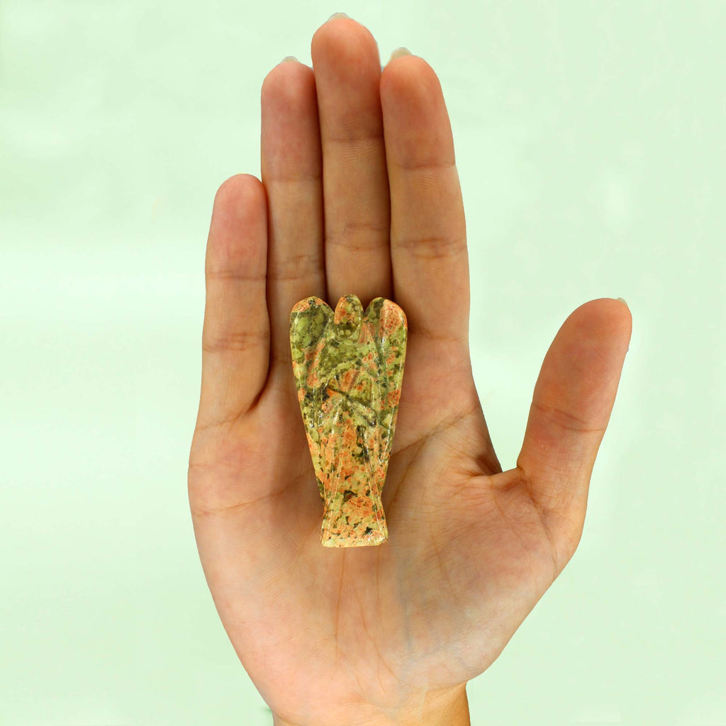 Hand Carved Gemstone Angel - Unakite From Witch, Please!