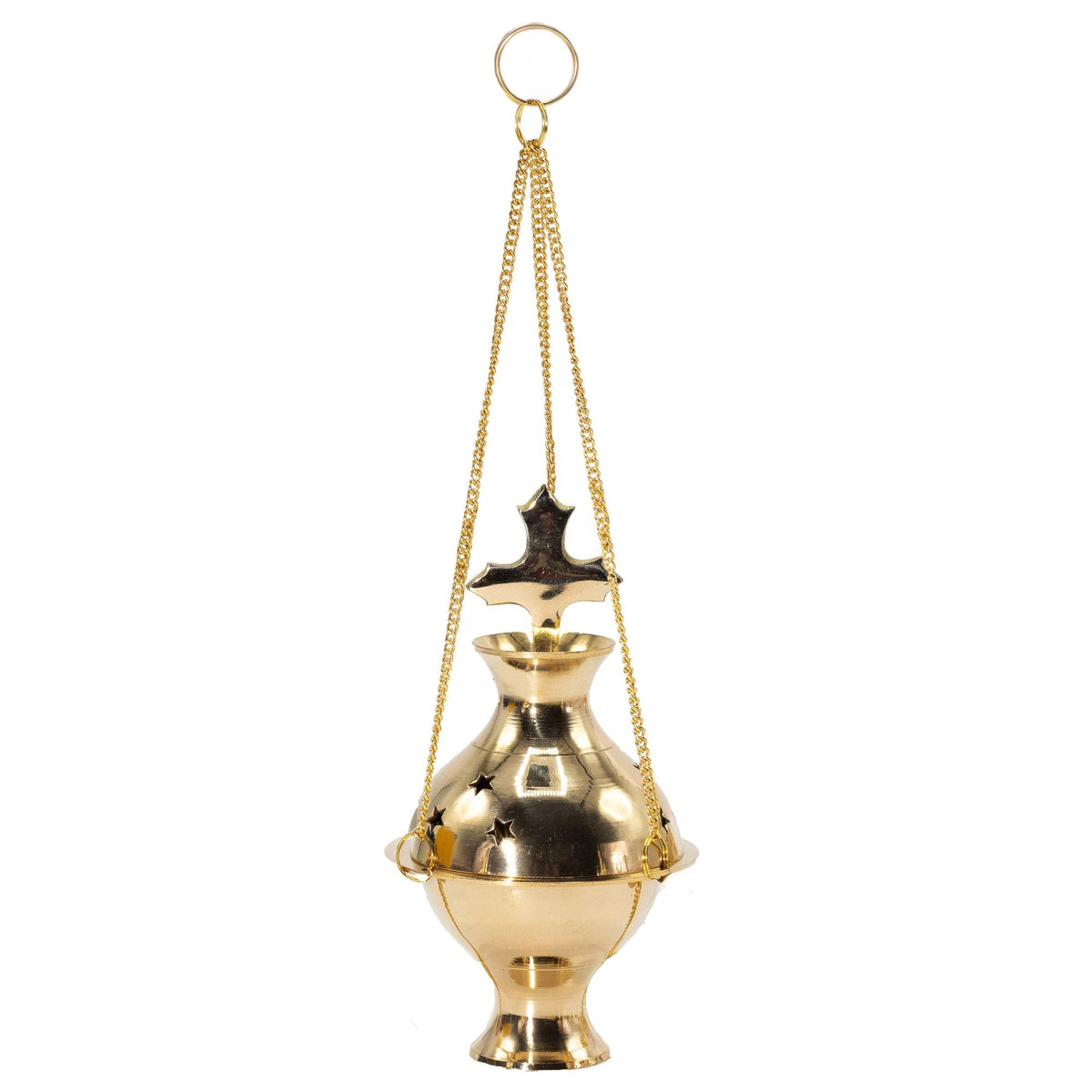 Hanging Brass Incense Burner - Cross Traditional Burners